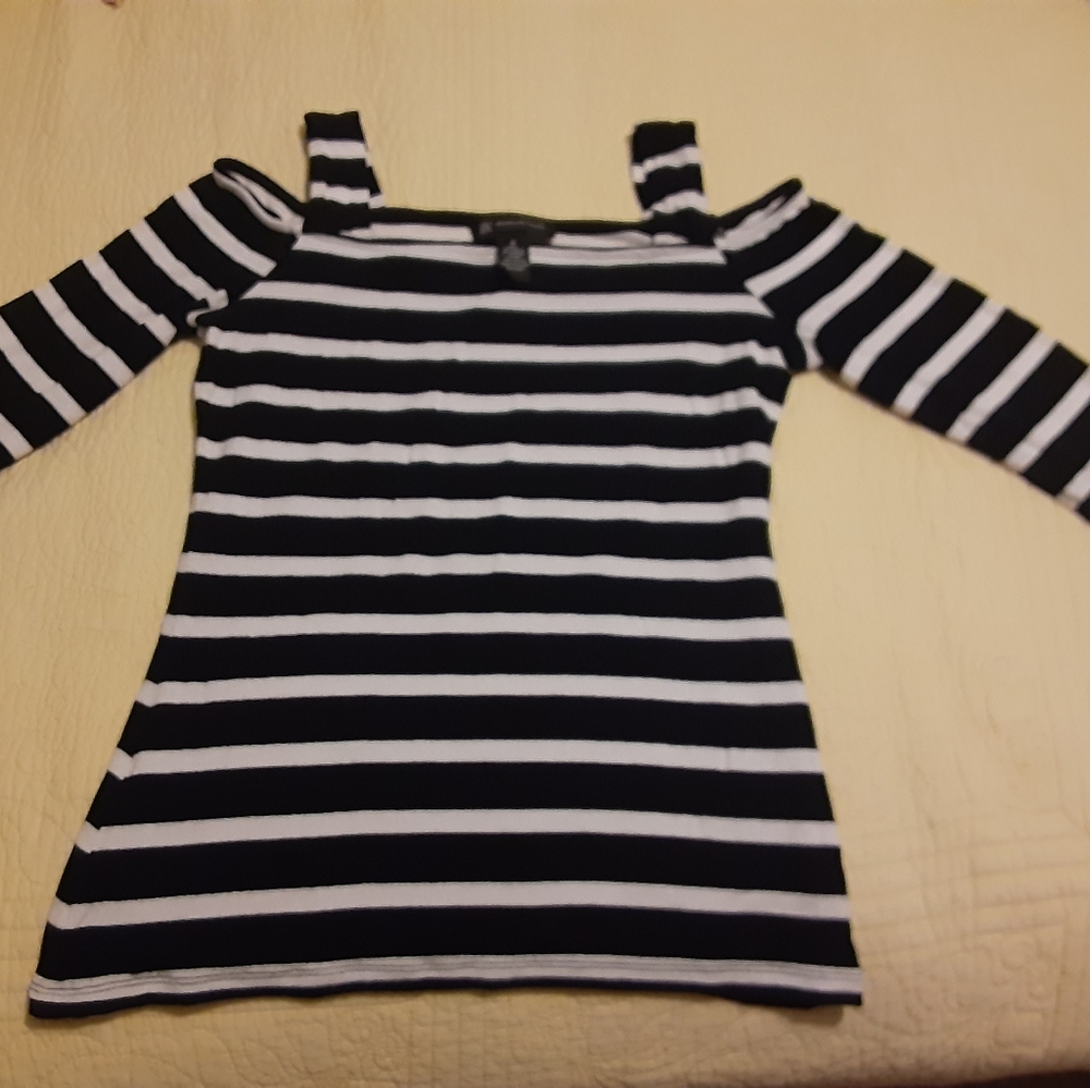 Striped off the shoulder INC top small